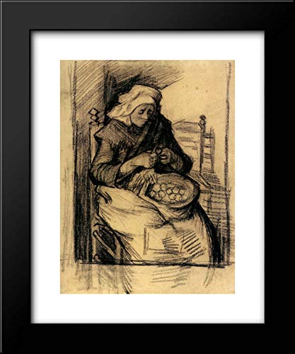 Vincent van Gogh Woman Peeling Potatoes 15x18 Framed Art Print - Classic Kitchen Decor, Farmhouse Wall Art, Dutch Masterpiece for Dining Room & Home Decor