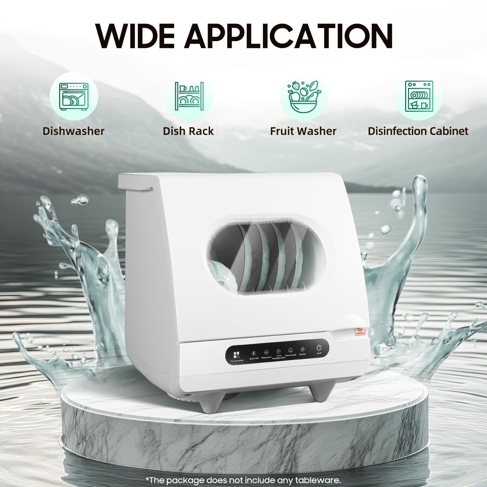 Portable Countertop Dishwasher - Compact Mini Dishwasher with 5 Wash Modes for Silverware, Knives, Forks, Spoons & Chopsticks - Perfect for Small Kitchens, Apartments, RVs and Dorm Rooms