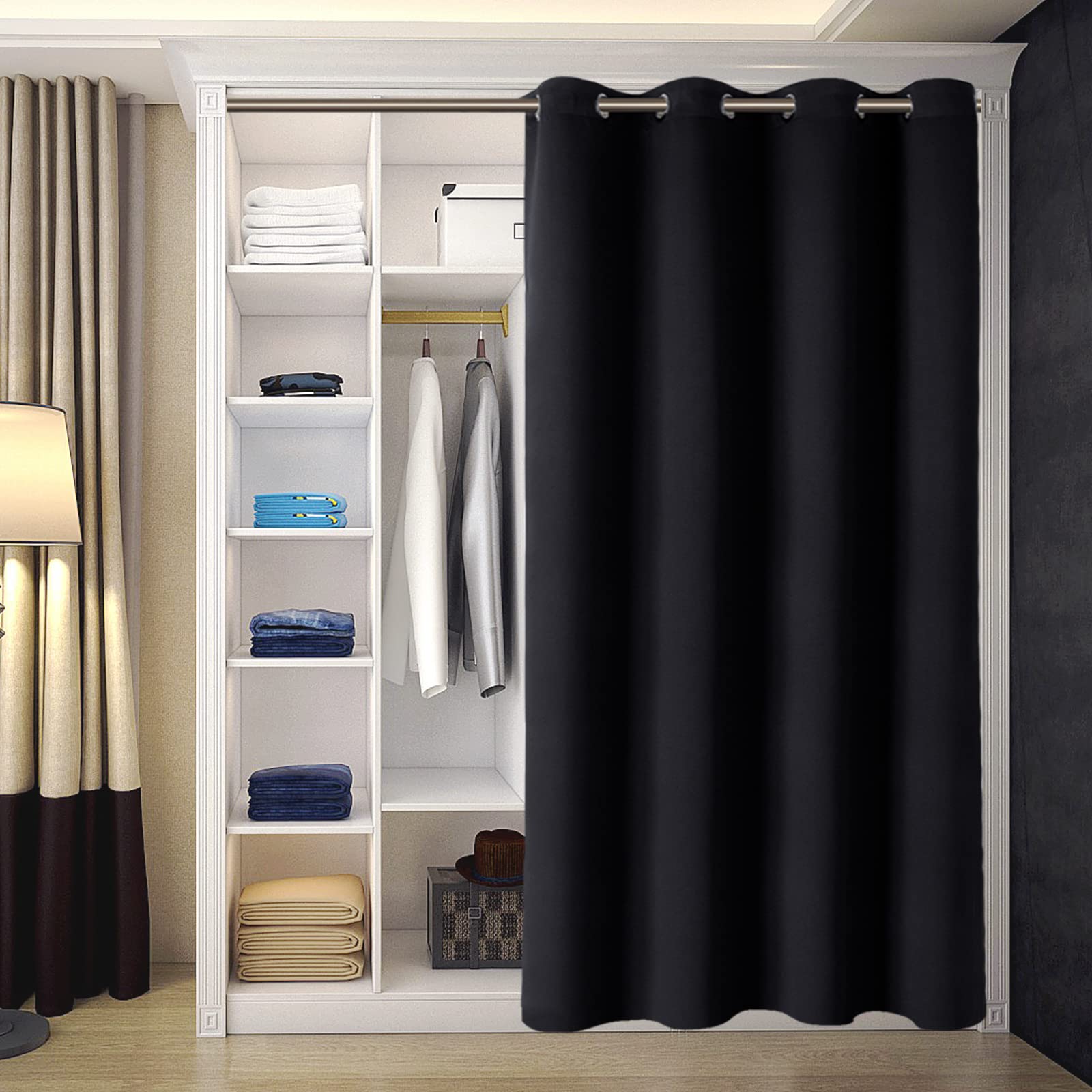 BGment Blackout Curtains 84 Inch Length - Room Darkening Window Curtains for Bedroom, Living Room, Bathroom - 52x84 Inch, 1 Panel, Black - Perfect for Privacy, Light Blocking & Room Dividers