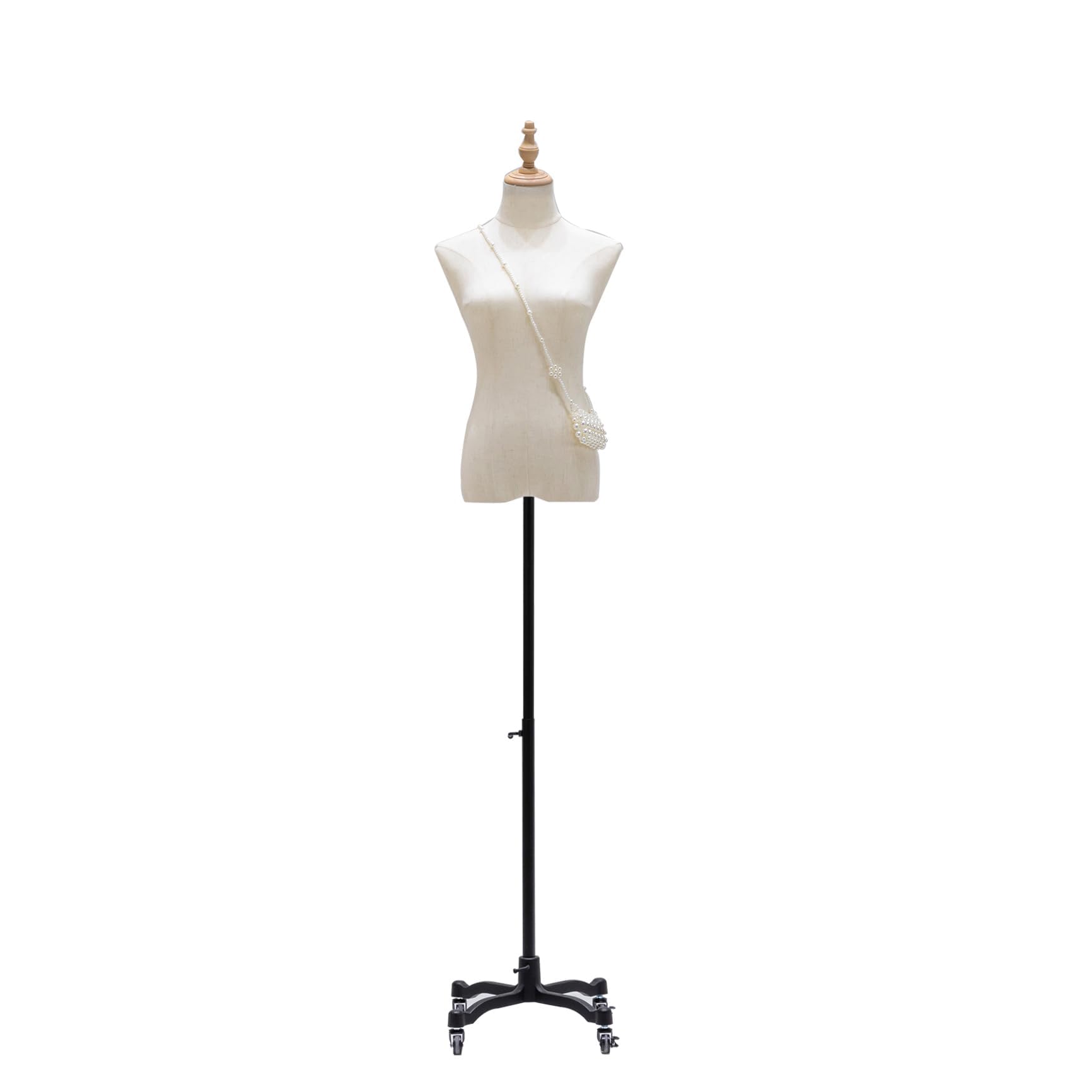 Adjustable Female Dress Form Mannequin Torso 51-75 Inch with Metal Rolling Base - Professional Clothing Display & Sewing Body Model for Jewelry, Dresses (Headless, Armless) - Perfect for Boutique, Fashion Design & Tailoring Workshops