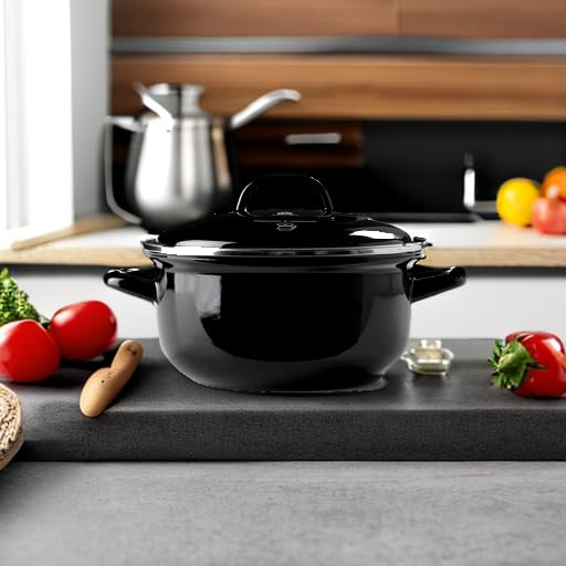 BK Indigo Dutch Heritage Round Enameled Cast Iron Casserole Pot with Lid - PFAS-Free Ceramic Non-Stick Coating, 3.3L (22cm) - Induction, Oven & Dishwasher Safe - Black | Perfect for Slow Cooking, Braising & Serving Dishes