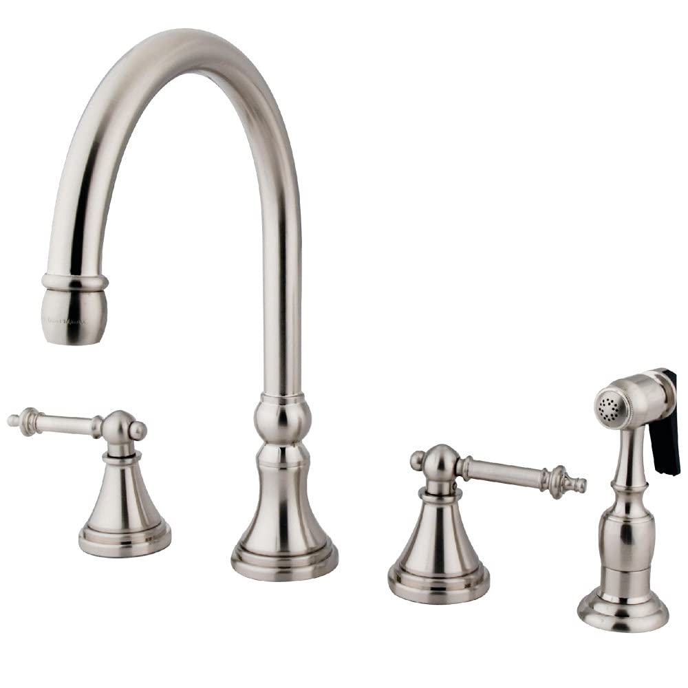 Kingston Brass KS2798TLBS Templeton Widespread Kitchen Faucet - 11.88 x 8.25 x 2.5 Inches, Brushed Nickel Finish - Perfect for Modern Farmhouse & Traditional Kitchens