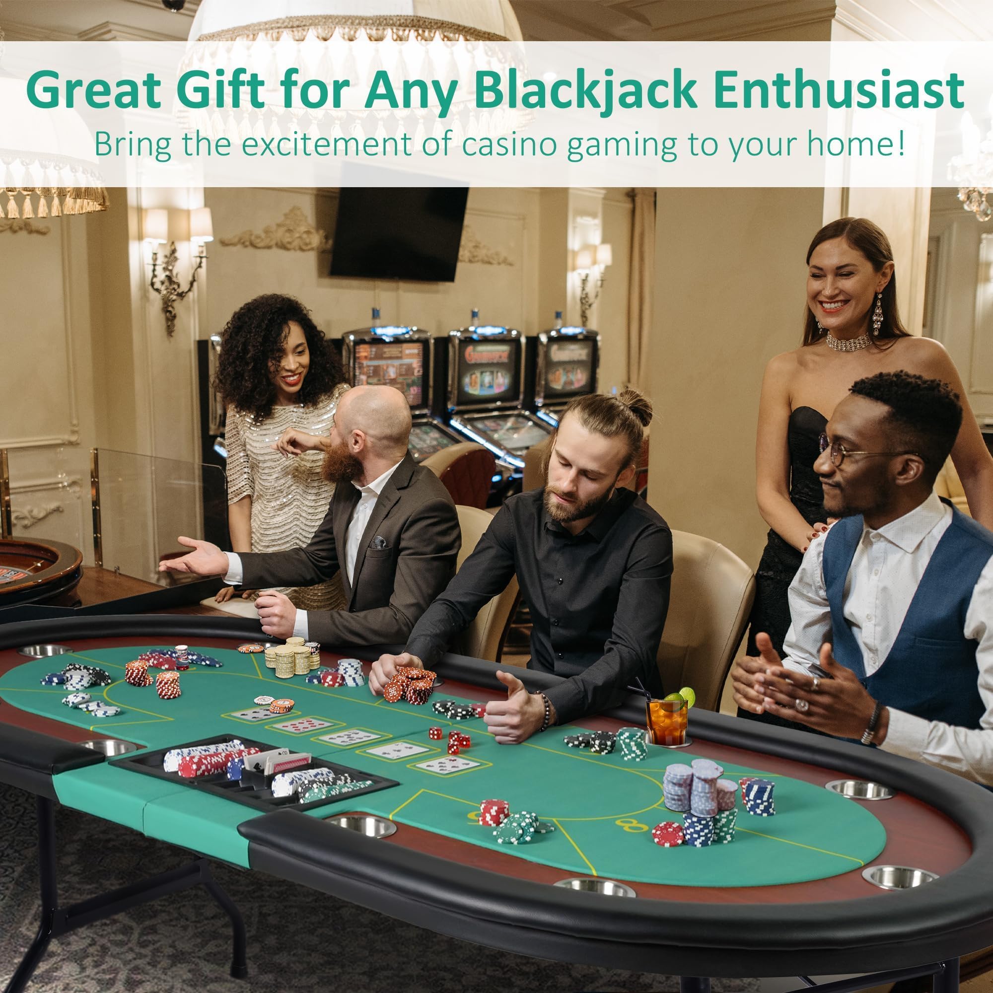 Premium 10-Player Folding Poker Table - 84