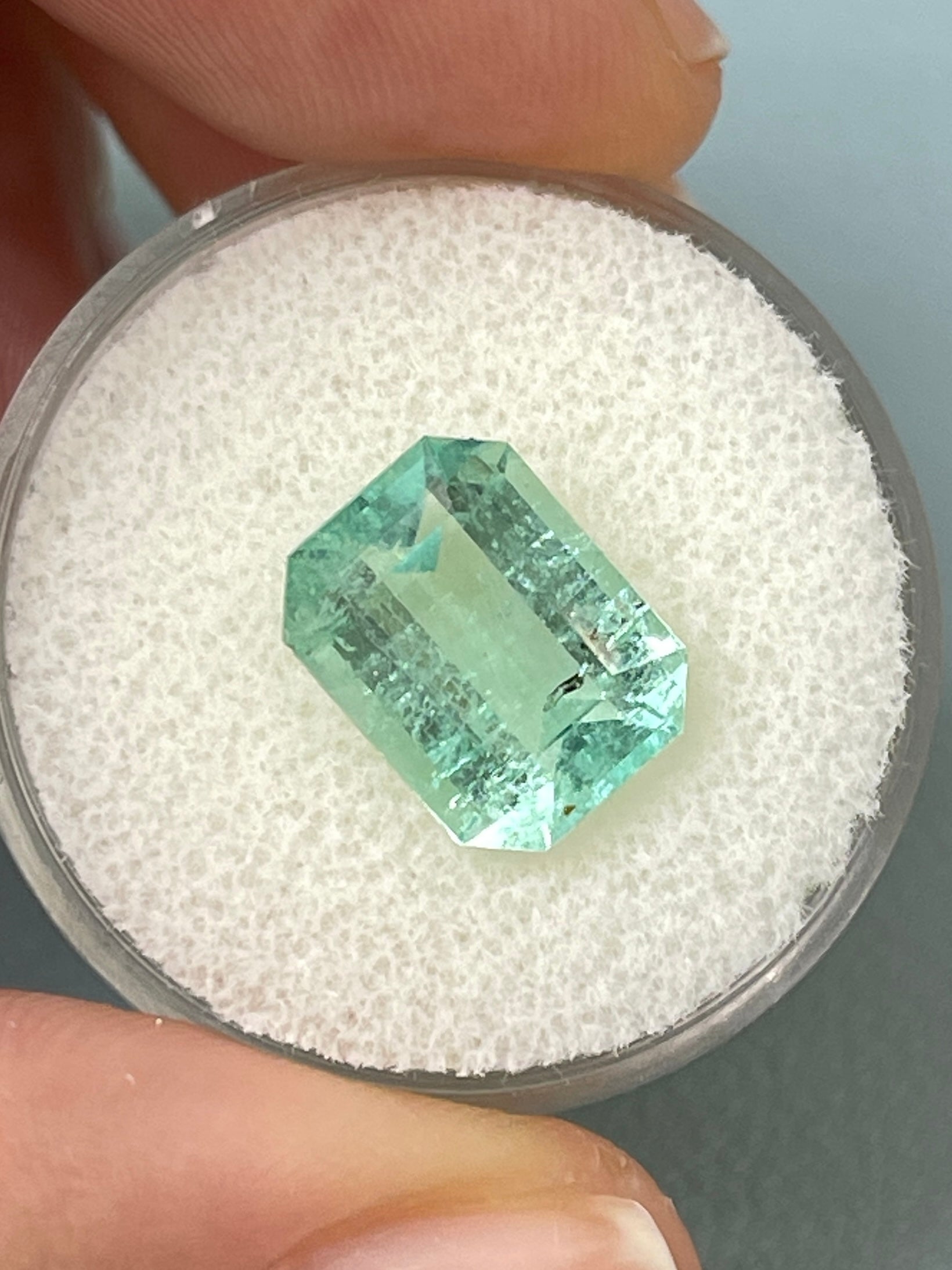 4.06 Carat 11x9mm Natural Colombian Emerald Loose Gemstone - Classic Emerald Cut, Light Green with Freckles for Jewelry Making, Engagement Rings & Fine Collections