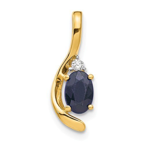 14K Gold 1/2 CTW Oval Sapphire & Round Diamond Pendant Necklace - Elegant Jewelry Gift for Women, Perfect for Weddings, Anniversaries & Special Occasions
