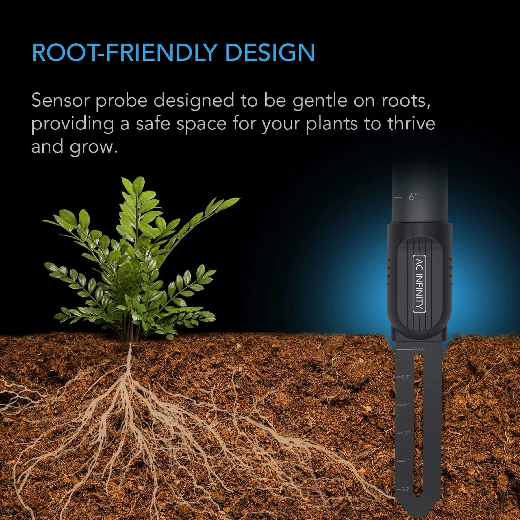AC Infinity Soil Moisture Sensor for Smart Garden Controller AI+ | Monitor Plant Health for Indoor & Outdoor Gardening