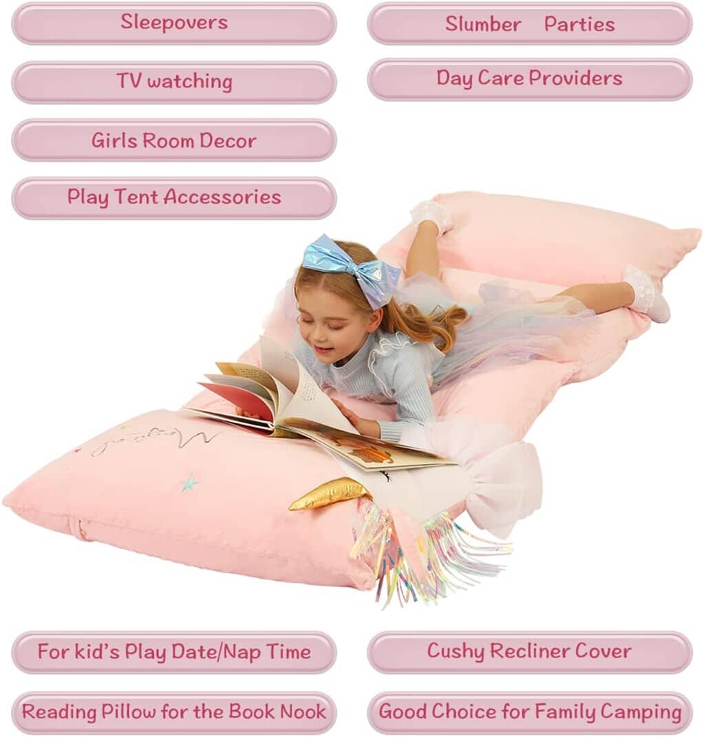 Unicorn Kids Floor Pillow - Soft Bed Seat Cover for Girls, Queen Size - Perfect for Playroom, Bedroom, and Cozy Reading Nook