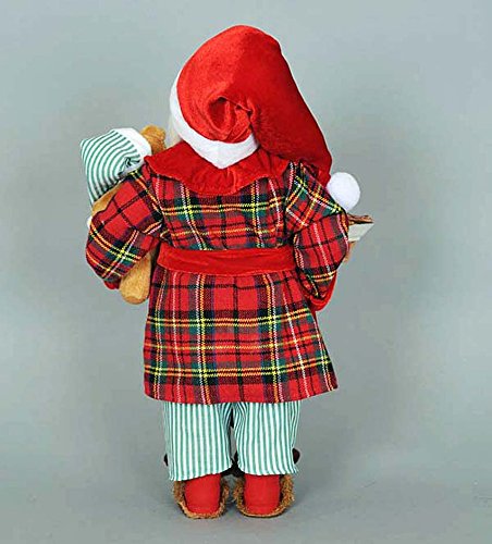 Christmas Decorations - Collectible Santa Figurine with Teddy Bear & Cookies - Holiday Home Decor for Mantel, Tabletop, and Gift Giving
