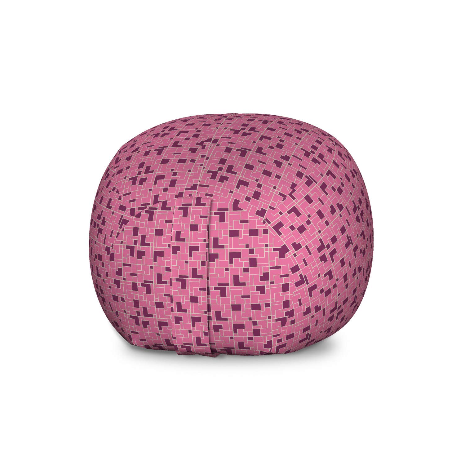 Ambesonne Geometric Storage Toy Bag Chair - Large Washable Organizer for Stuffed Animals, Dark Magenta Pink with Monotone Rectangle Pattern | Perfect for Kids' Room, Playroom & Nursery Organization