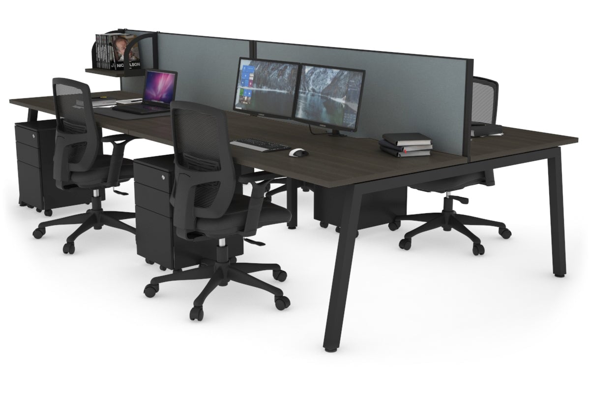 Quadro 4-Person Office Workstation Desk - 1200L x 800W with Cable Management Scallop - Perfect for Collaborative Workspaces, Team Meetings & Open Office Environments