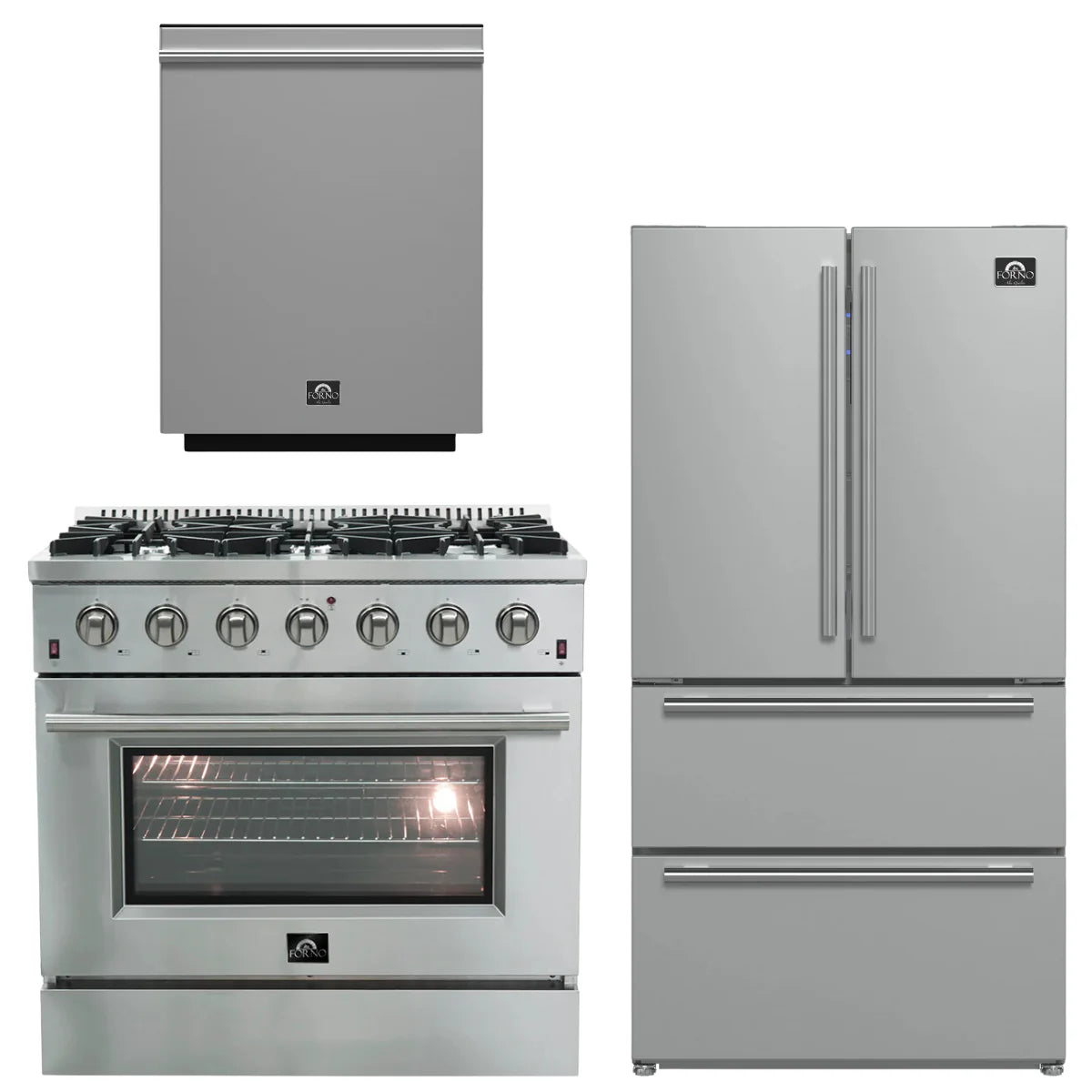 **Forno 36-Inch Gas Range, Dishwasher, and Refrigerator Appliance Package (FBDL00401CAUS) – Perfect for Modern Kitchens & Home Renovations**