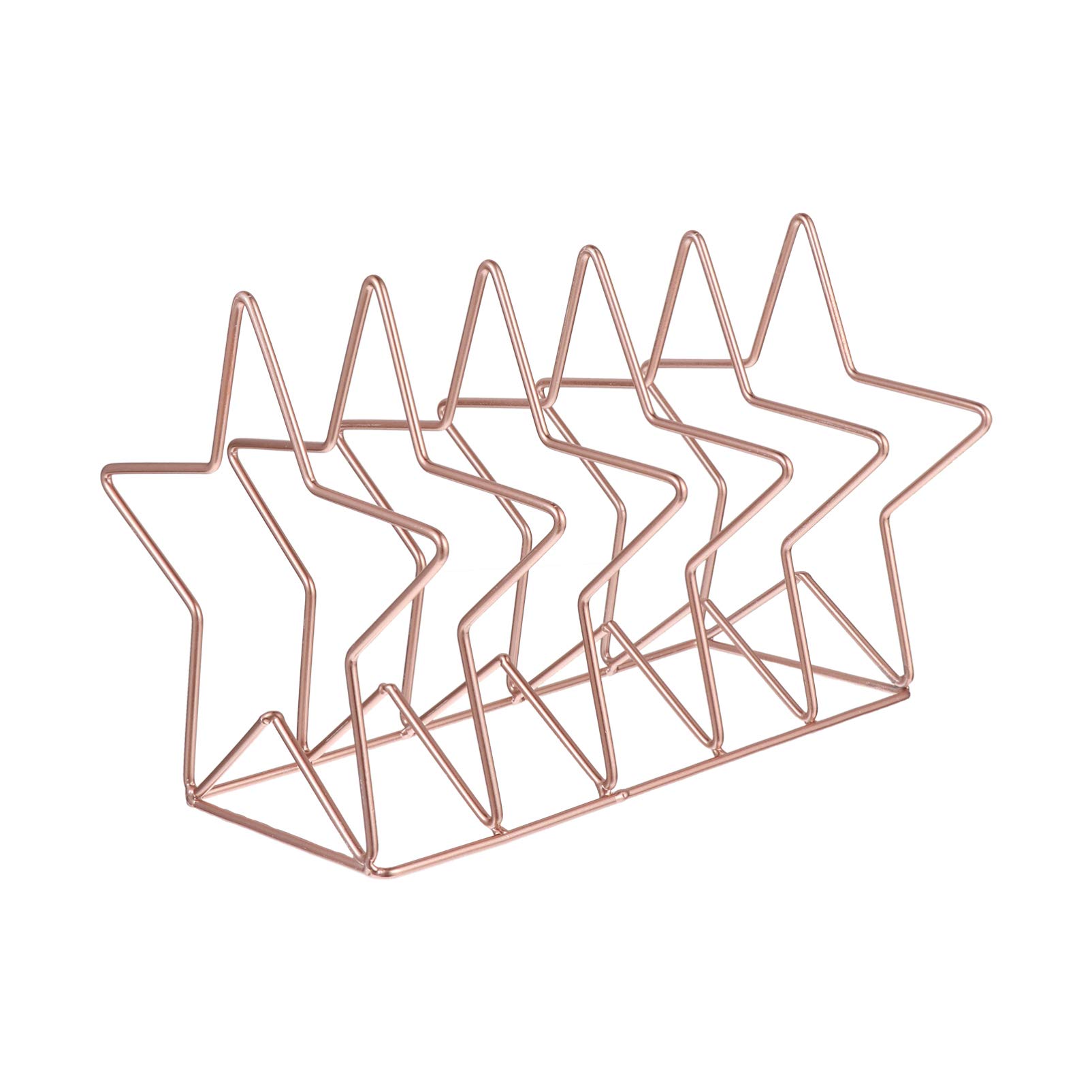 Metal File Folder Stand & Magazine Holder - Rose Gold Office Organizer for Documents, Newspapers, and Home Decoration | Perfect for Desk Organization and Living Room Storage