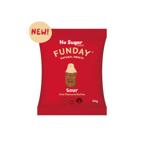 Funday Natural Sour Cola Gummy Candy - 50g Bag | Vegan, Gluten-Free Sweets for Parties, Movie Nights & Snacking