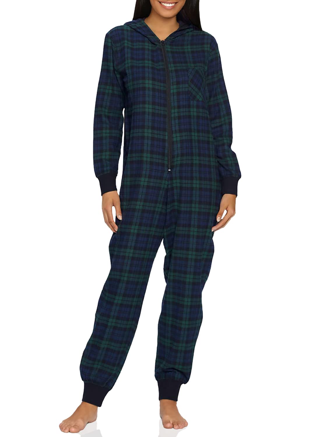 Ashford & Brooks Women's Flannel Hooded One Piece Pajama Union Jumpsuit - Soft & Cozy Winter Sleepwear for Women, Lounge Wear, Home Outfit, Christmas Pajamas Gift