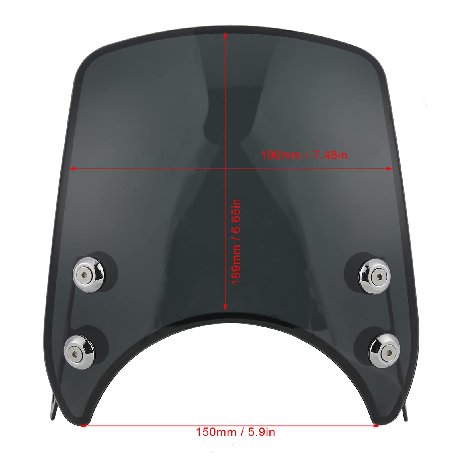 Universal Motorcycle Windshield for 5-7in Headlight - Wind Deflector for Cruiser & Retro Bikes