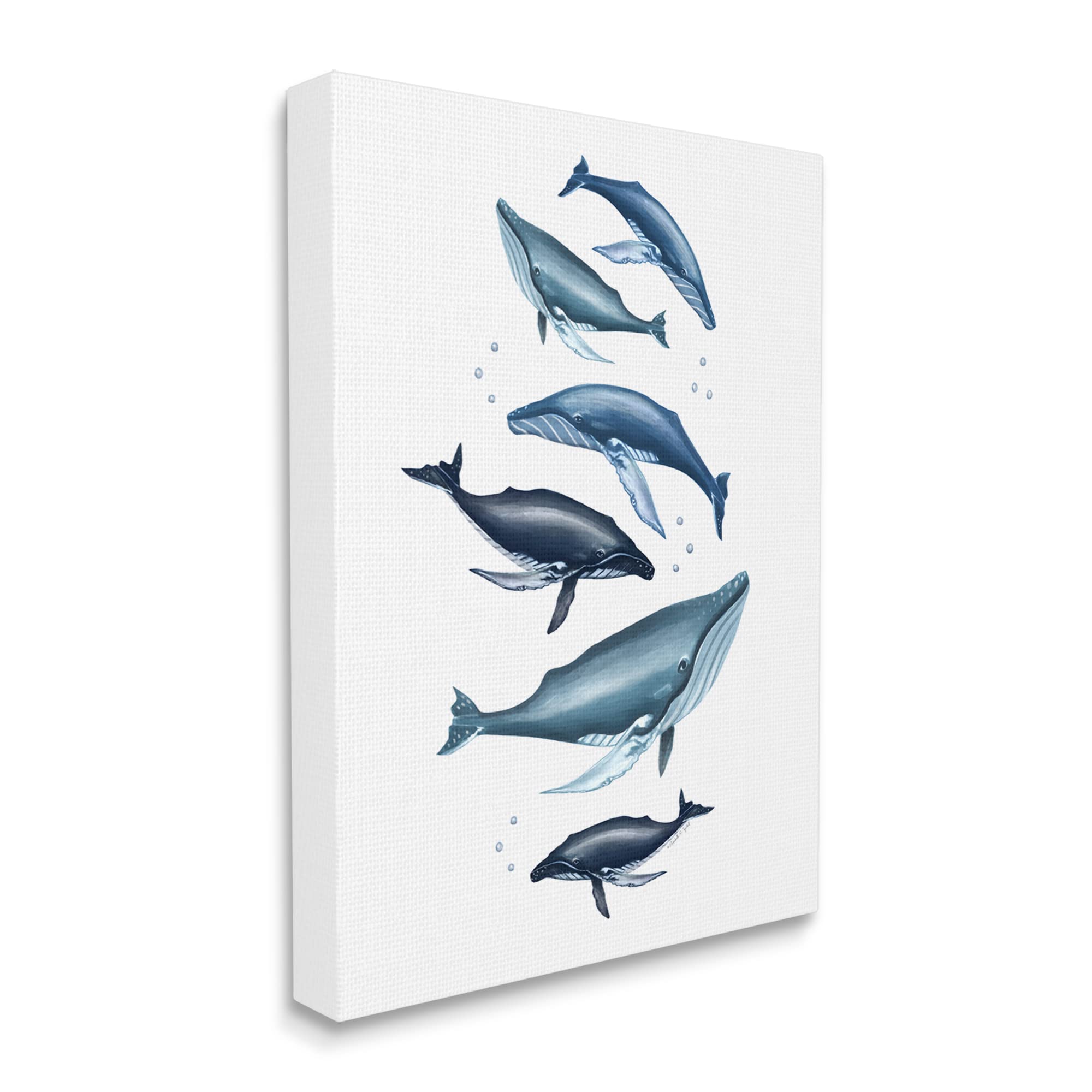 Stupell Industries Blue Whale Marine Life Wall Art - Elizabeth Tyndall Design with Bubbles & Fins - Perfect for Beach House Decor, Nursery, or Ocean-Themed Living Room