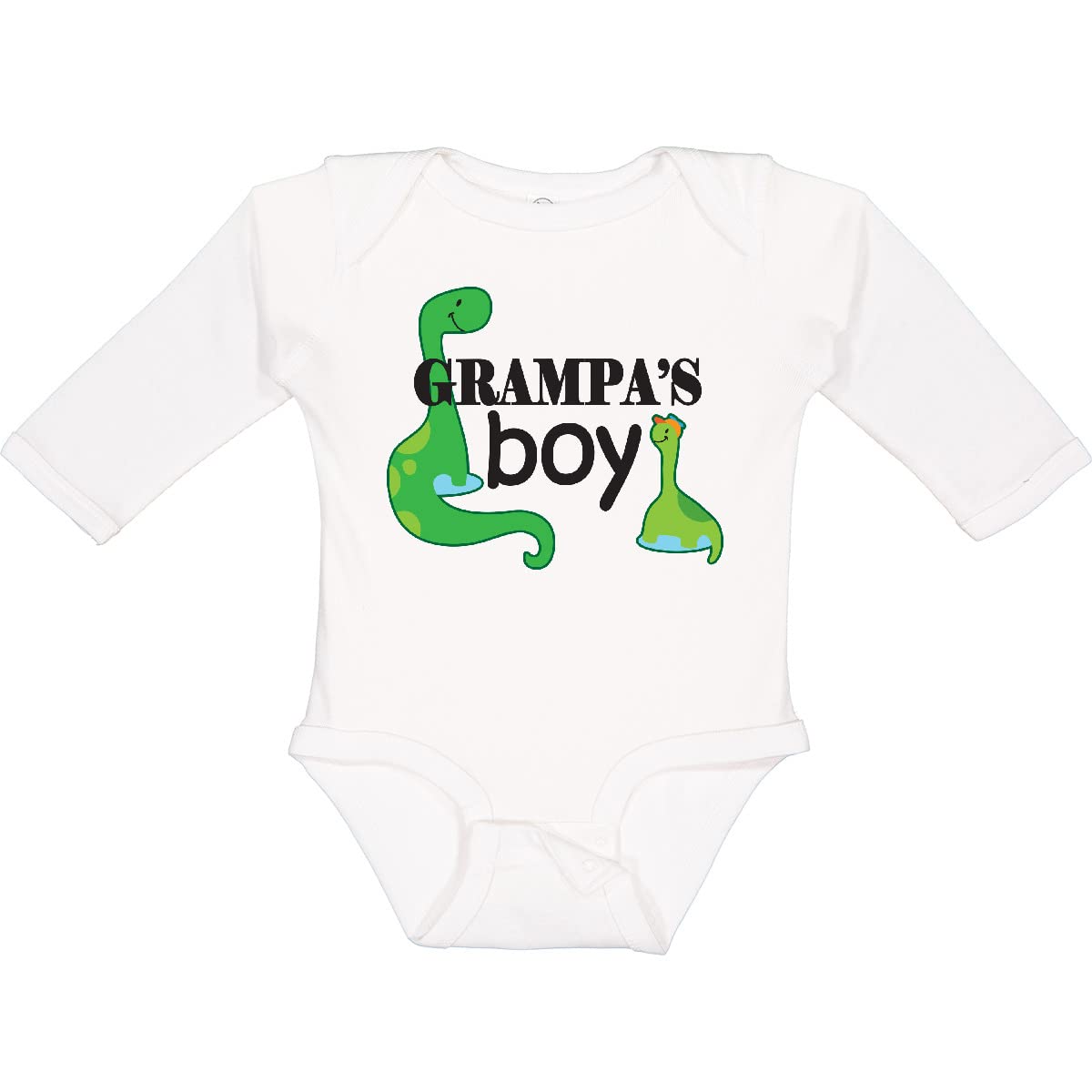 Grampa's Boy Dinosaur Print Long Sleeve Baby Creeper - Soft Cotton Bodysuit for Infants & Toddlers - Perfect for Playtime, Family Photos & Everyday Comfort