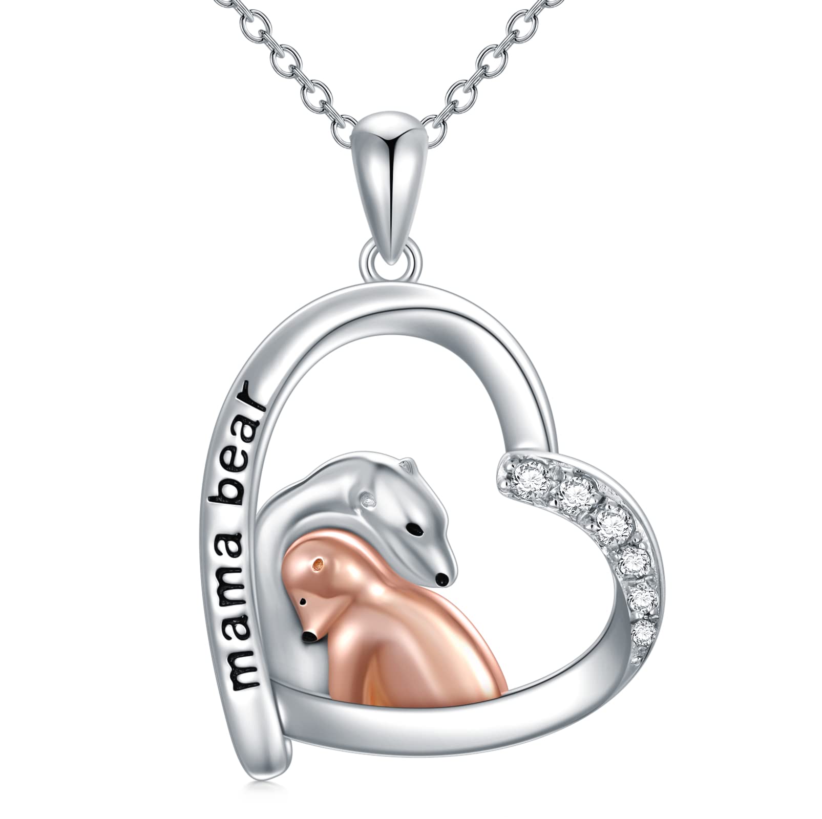 Elegant Sterling Silver Mama Bear Pendant Necklace - Perfect Mother's Day & Birthday Gift for Mom - Ideal for Everyday Wear & Special Occasions
