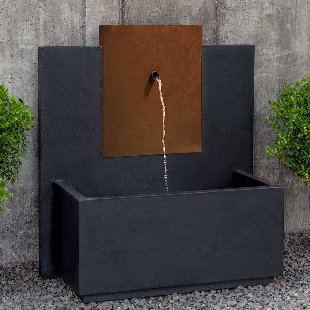 Campania International MC3 Outdoor Water Fountain with Rustic Corten Steel Face - Perfect for Garden, Patio, and Backyard Decor