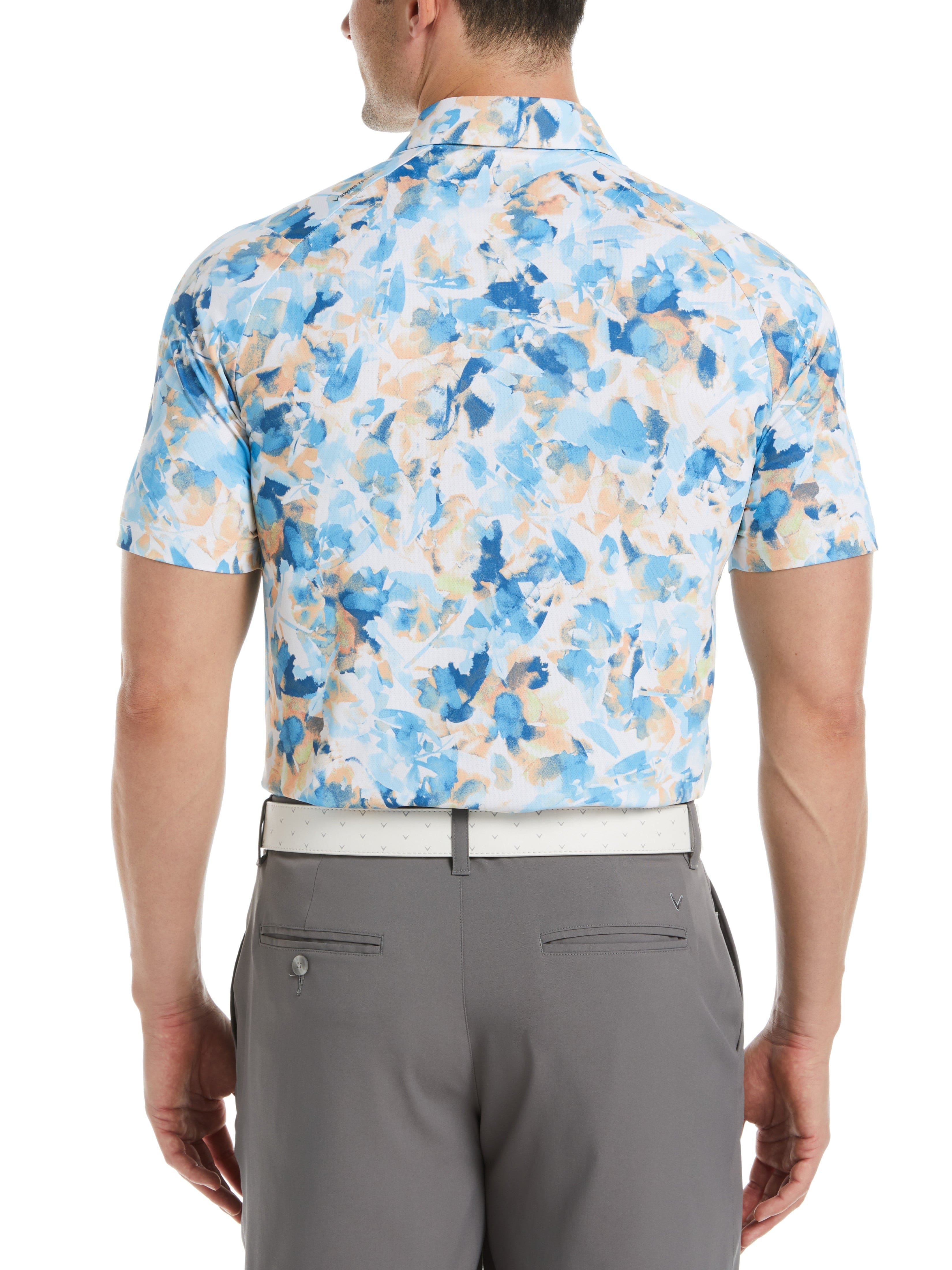 Men's X-Ray Floral Print Golf Polo Shirt - Breathable Quick-Dry Performance Tee for Golf, Casual Wear & Outdoor Activities