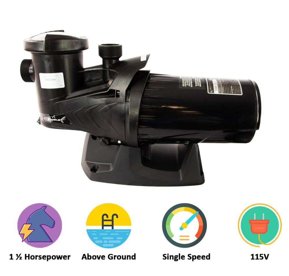 1.5 HP Carvin Sharkjet 15SHJ-5-25-S1 Above Ground Pool Pump | 115V Energy Efficient Swimming Pool Water Circulation System | Perfect for Inground & Above Ground Pools, Spas, and Water Features