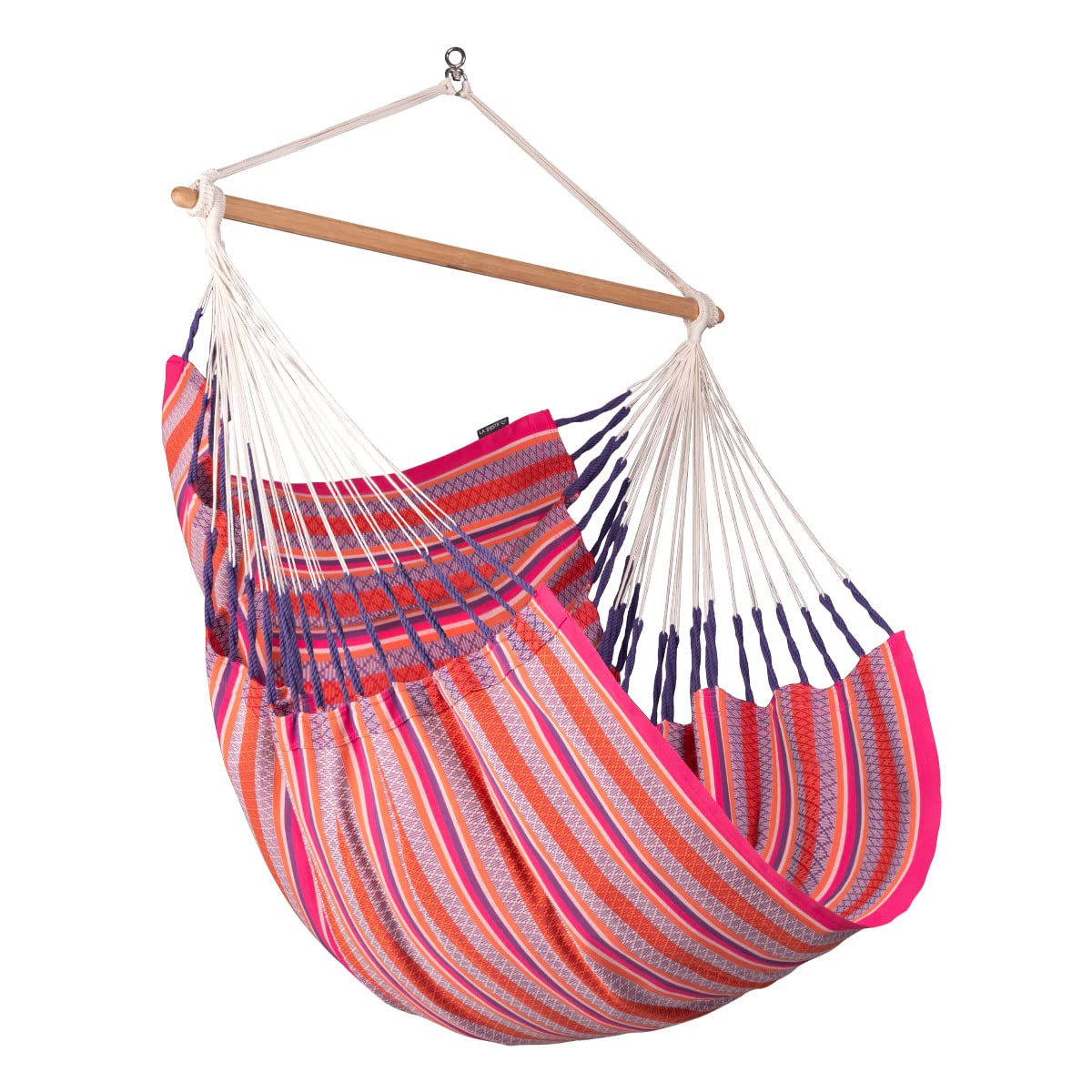 LA SIESTA - Extra Large Comfortable Cotton Hammock for Indoor & Outdoor Use - Heavy Duty Swing Chair Supports 285 lbs - Tropical Flamingo Design - Perfect for Backyard, Patio, Beach and Camping Relaxation