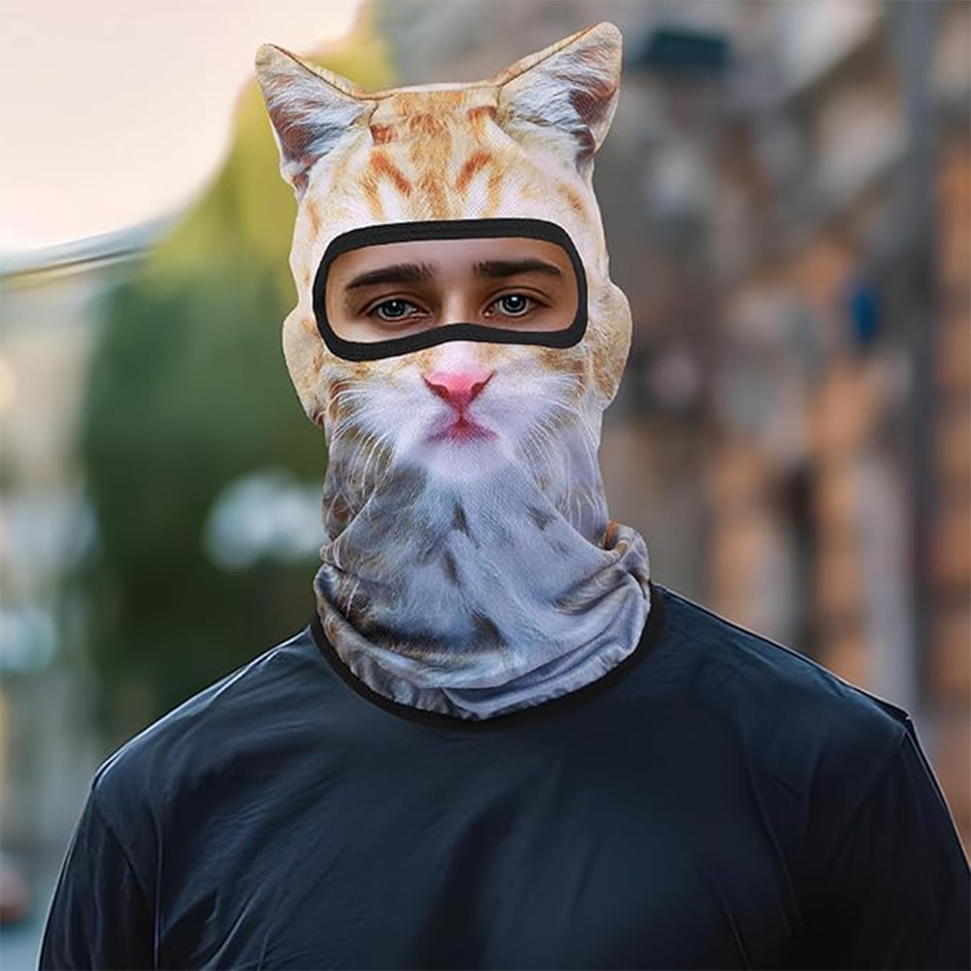 3D Cat Ski Balaclava Face Mask with Ears - Warm Winter Neck Gaiter for Skiing, Snowboarding, Music Festivals, Halloween & Outdoor Activities - Perfect for Cold Weather & Costume Parties