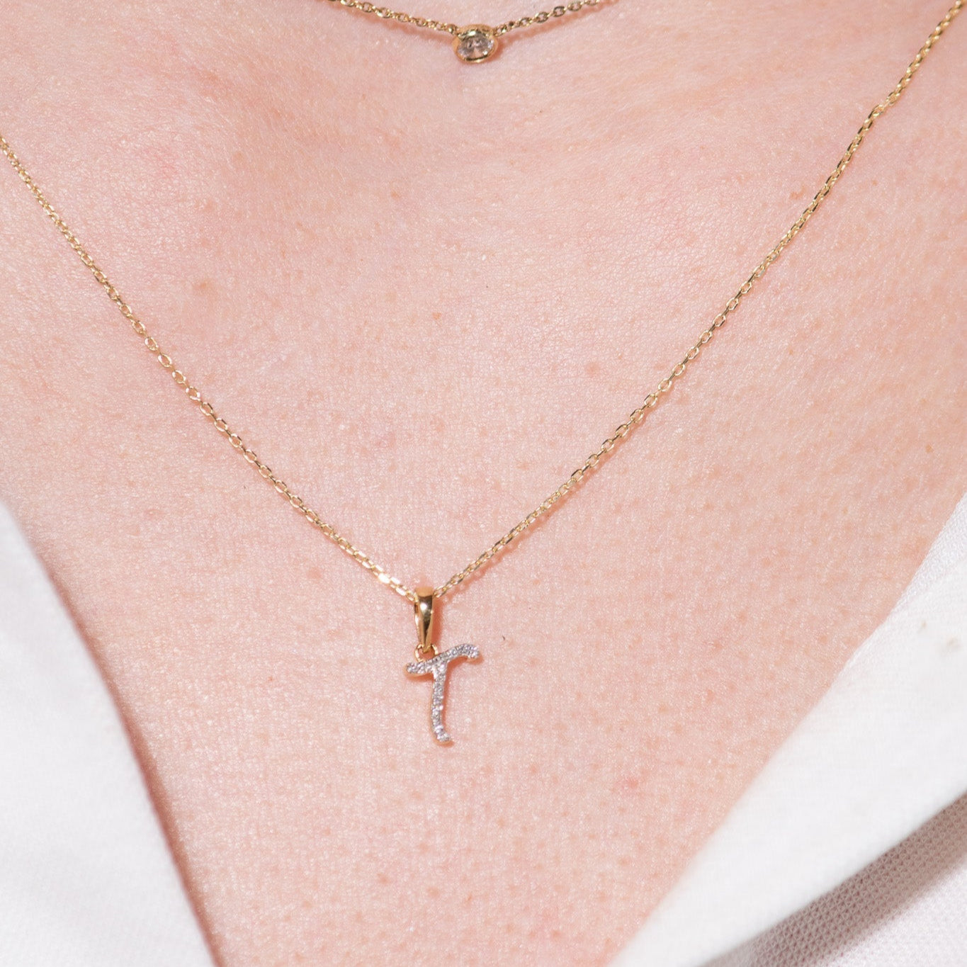 14K White Gold Cursive Diamond Initial Necklace - Personalized Name Pendant for Women, Elegant Monogram Jewelry Gift for Her | Perfect for Birthdays, Anniversaries & Special Occasions