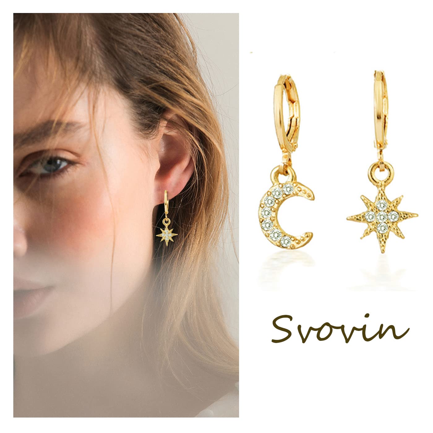 16 Pairs Moon and Star Earrings for Women - Dangle Earth Planet Asymmetrical Drop Earrings - Astronaut Space Stud Jewelry - Perfect for Cosplay, Astronomy Lovers & Unique Gift Giving