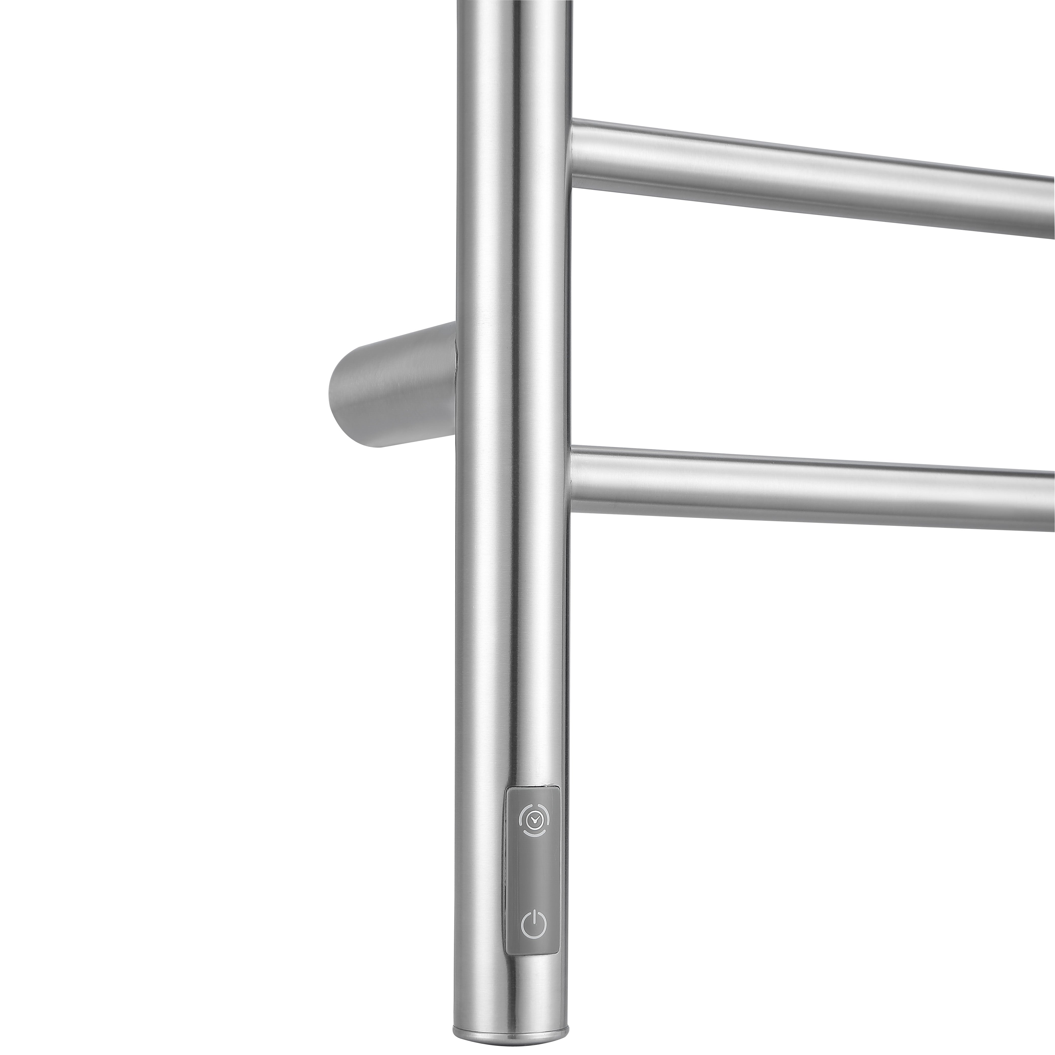 Liazzo OBT 8 Bar Electric Towel Warmer - Hardwired & Plug-in with Timer - Brushed Stainless Steel - Perfect for Bathroom, Spa & Luxury Home Heating