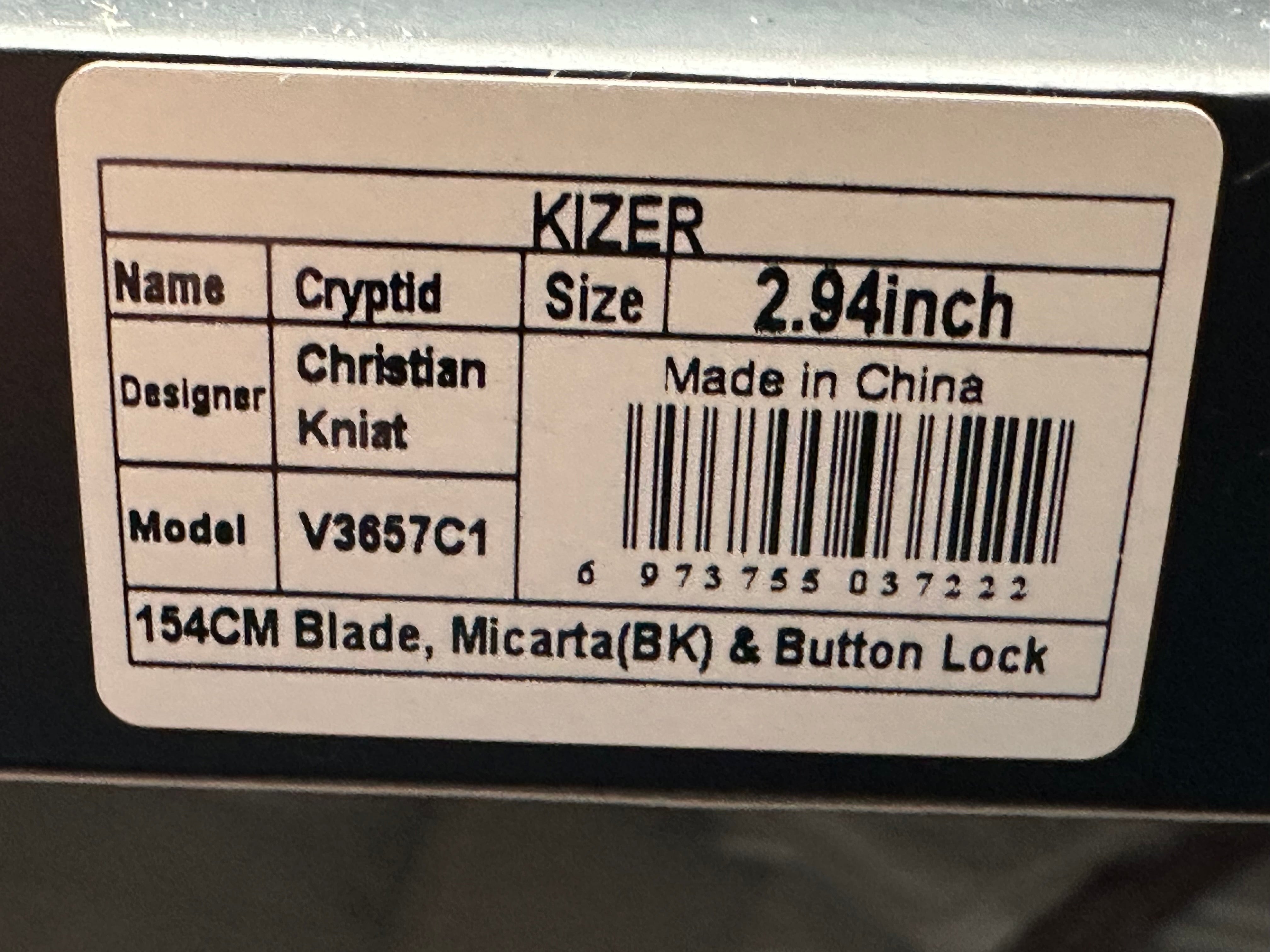 KIZER CRYPTID EDC Pocket Knife - 154CM Stainless Steel Blade, Button Lock, Micarta Handle - Perfect for Camping, Hiking & Everyday Carry