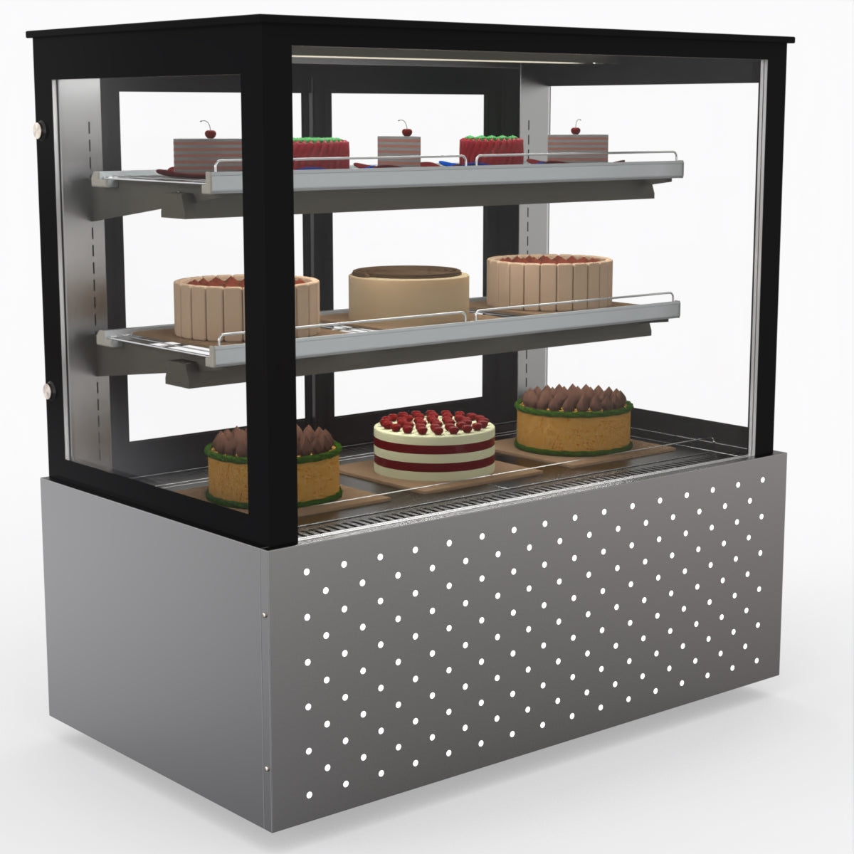 Bonvue SG120FA Commercial Refrigerated Display Case - Dual Glass Door Merchandiser for Deli, Bakery & Grocery - Perfect for Supermarkets, Convenience Stores & Cafes