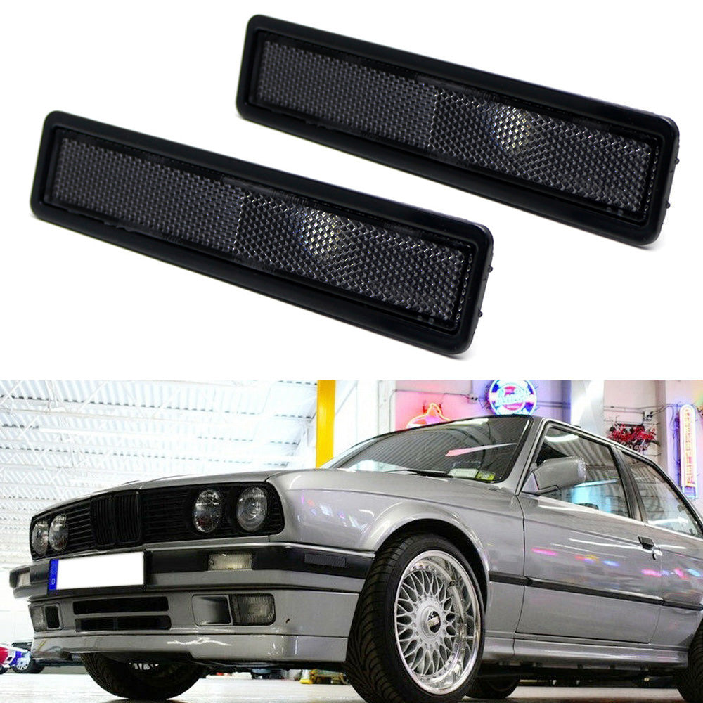 Euro M Tech Style Bumper Side Marker Lamp Housings for BMW E30 3 Series & E34 5 Series - Replacement LED Lights for Enhanced Visibility & Style - Perfect for Night Driving & Car Customization