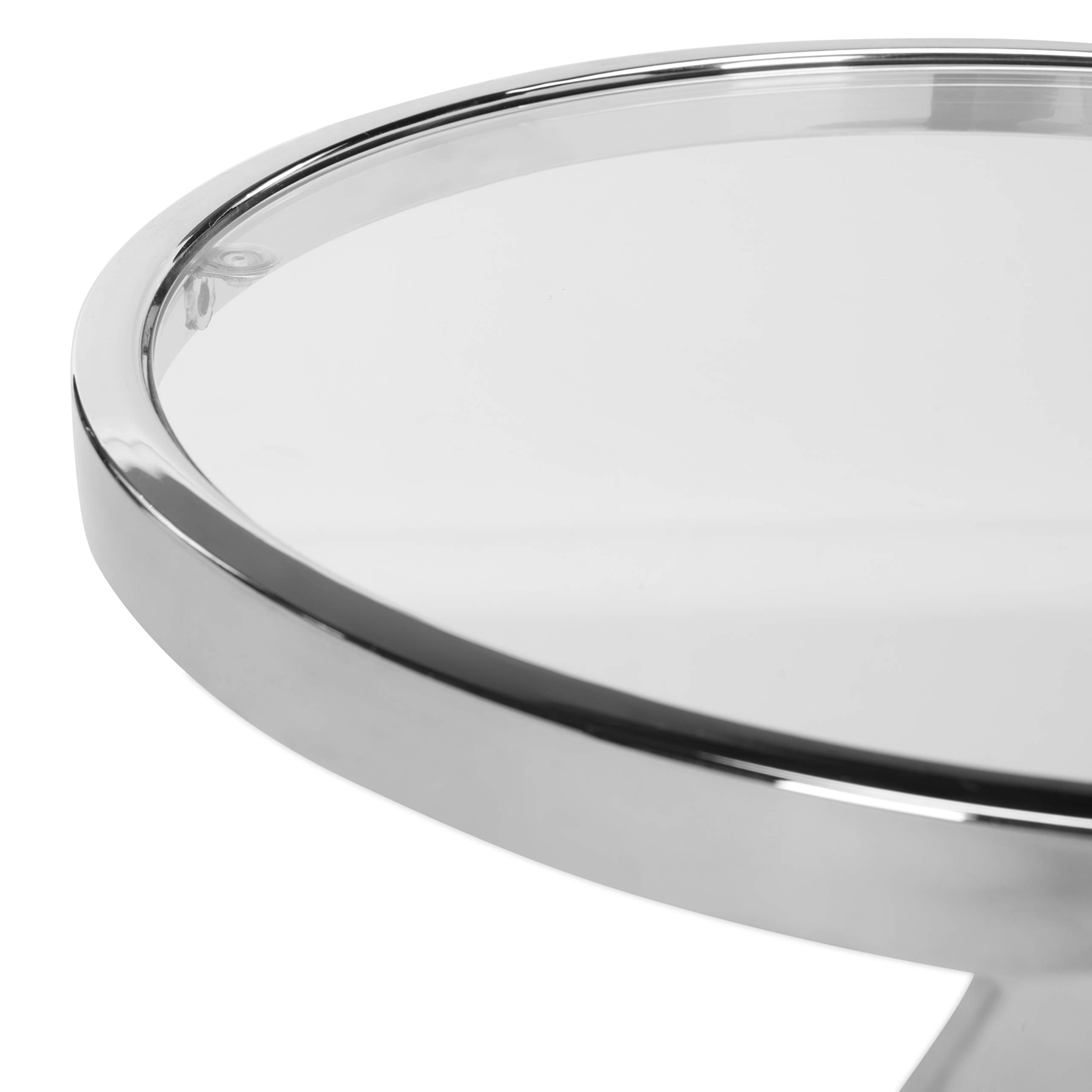 Safavieh Couture Home Mariana Chrome Stainless Steel Glass Top End Table - Modern Side Table for Living Room, Bedroom & Office Decor