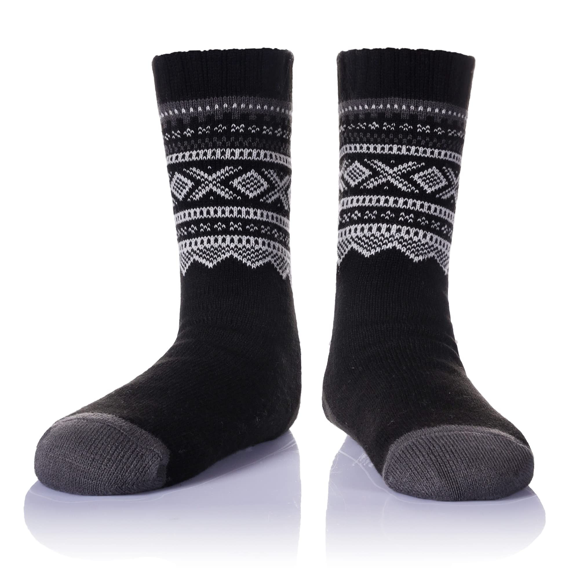 Men's Fleece Lined Thick Winter Slipper Socks - Ultra Cozy Non-Slip Fuzzy Home & Sleeping Socks for Cold Weather Indoor Comfort