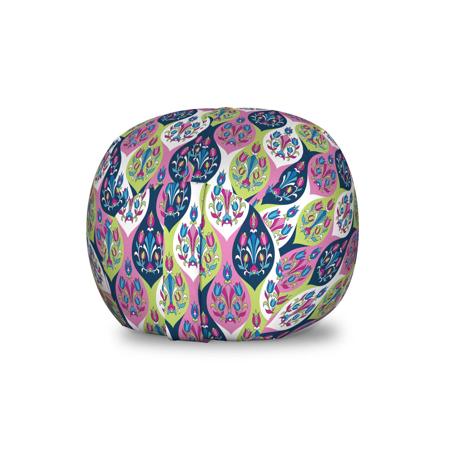 Ambesonne Floral Toy Storage Bag Chair - Colorful Blossom Pattern Stuffed Animal Organizer - Washable Small Multi-Color Kids' Room Decor for Bedroom, Playroom & Nursery Organization