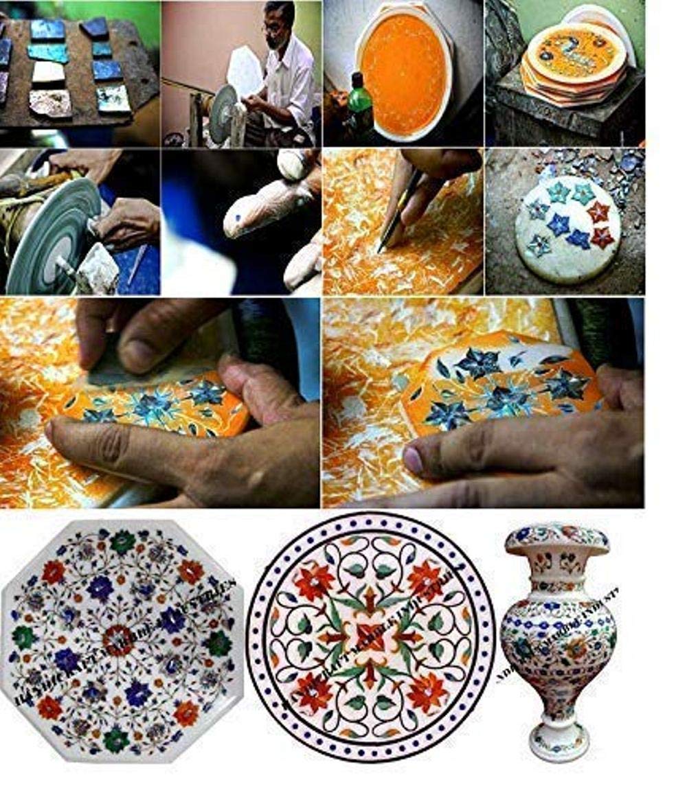 Handcrafted Marble Dining Table Top with Floral Inlay Art - Elegant Centerpiece for Home & Office Decor | Perfect for Dining Rooms, Living Rooms & Event Spaces