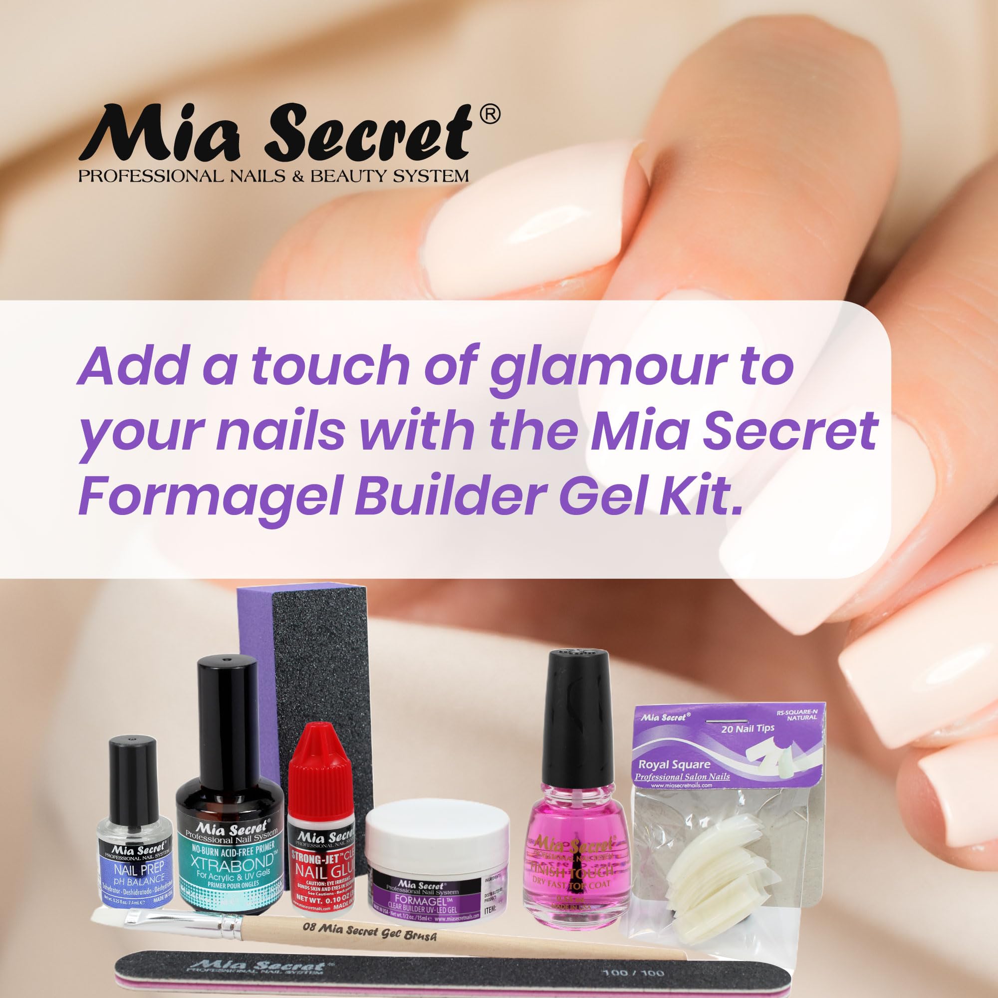 Mia Secret Formagel Builder Gel Kit - Professional Nail Prep, Topcoats, Builder Gel & Nail Files for Strong & Long-Lasting Nails | Perfect for DIY Manicures, Salon Use & Nail Extensions (Clear Kit)