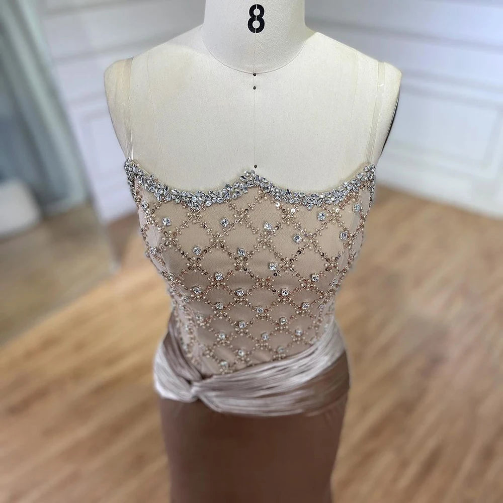 Serene Hill Velvet Mermaid Gown - Elegant Beaded Evening Dress for Women | Arabic Inspired Luxe Wedding Party Gown LA72327 | Perfect for Formal Events, Galas & Special Occasions