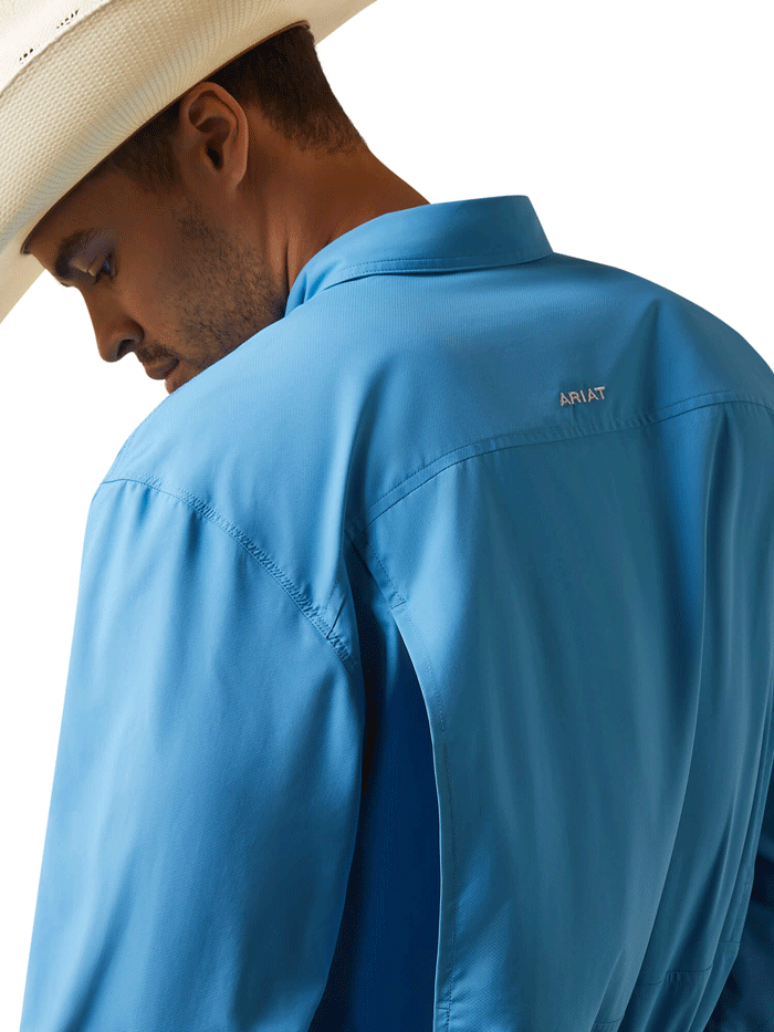 Ariat Men's VentTEK Outbound Classic Fit Long Sleeve Shirt - Breathable Work Shirt for Outdoor Activities, Hiking & Casual Wear (Cendre Blue)