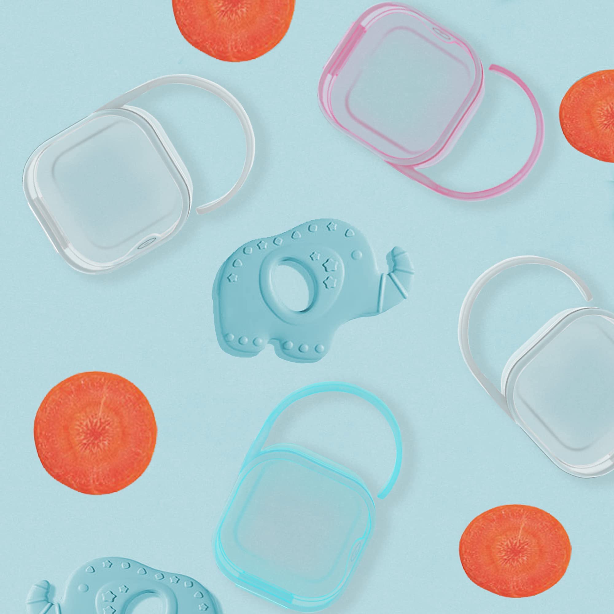 4 Pack Pacifier Holder Case with Clip - Baby Pacifier Storage Box & Binky Organizer for Travel, Daycare & On-the-Go (Pacifier Accessories)