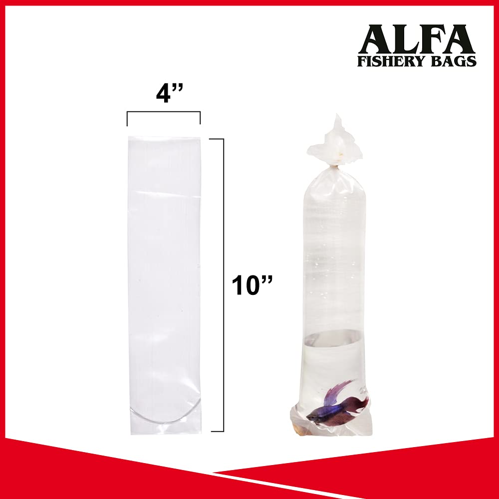 ALFA Fishery Leak-Proof Clear Plastic Fish Bags for Shrimp & Small Fish Transport - 2 Mil Thick, Round Bottom Design (4