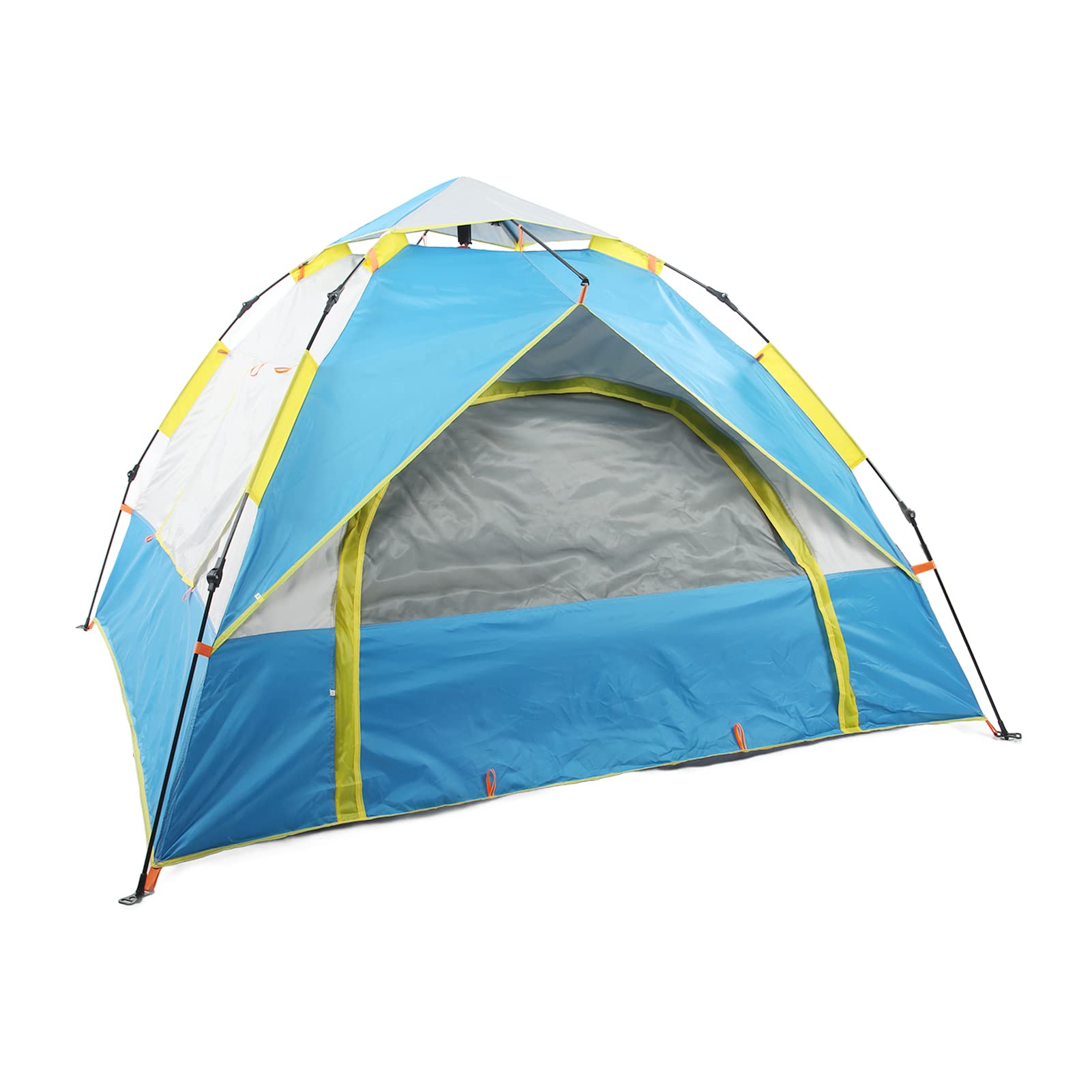 Kudoo 3-Person Automatic Pop-Up Camping Tent - Double Layer Dome Tent with Mesh Windows & 16-Piece Accessories (76.77 x 74.8 Inches) - Lightweight Family Tent for Backpacking, Hiking, Beach & Outdoor Adventures