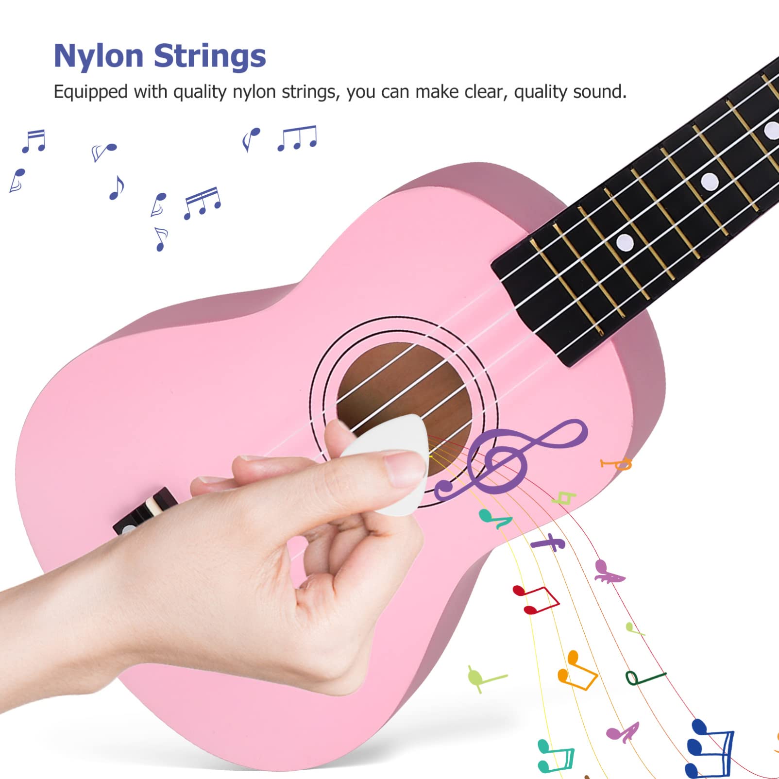 Milisten Soprano Ukulele for Kids & Beginners - 21 Inch Basswood Acoustic Small Guitar with Gig Bag, Spare Strings, Pick & Manual | Perfect for Music Lessons, Travel & Family Entertainment