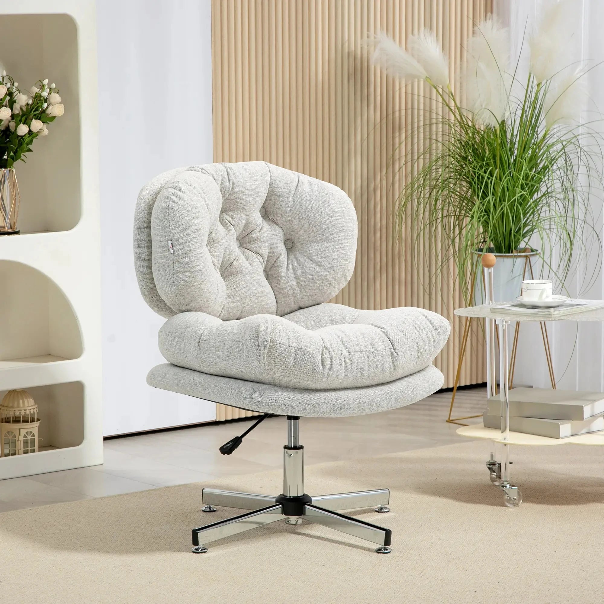 Ergonomic Armless Office Chair with Wide Padded Seat - Adjustable Height Task Chair for Home & Office - Available in Black & Gray - Perfect for Small Spaces, Conference Rooms & Waiting Areas