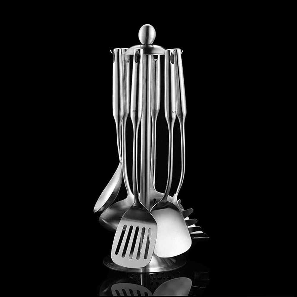 Premium 6-Piece Stainless Steel Kitchen Utensil Set - Non Stick, Heat Resistant Cooking Tools with Holder - BPA Free, Easy to Clean - Perfect for Sauteing, Frying, Baking & Everyday Cooking
