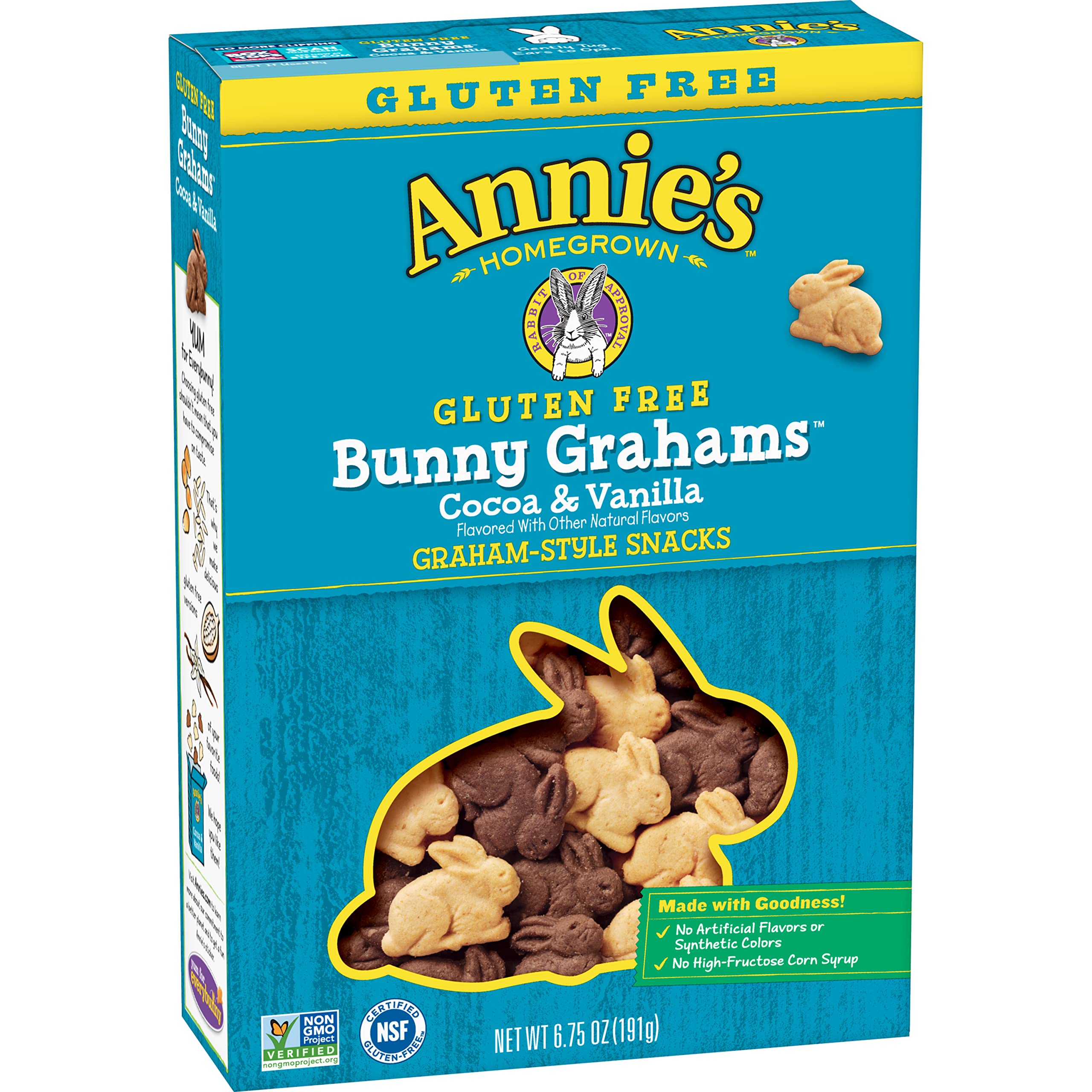 Annie's Gluten Free Cocoa & Vanilla Bunny Cookies - 6.75oz Pack | Organic Snacks for Kids Lunchbox, School Treats & Allergy-Friendly Desserts