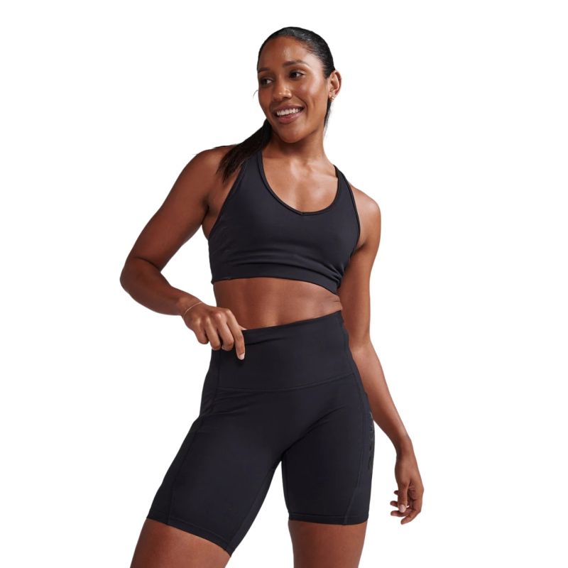 2XU Women's High Rise Compression Shorts - Form Stash for Running, Yoga & Workouts - Moisture Wicking & Supportive Activewear