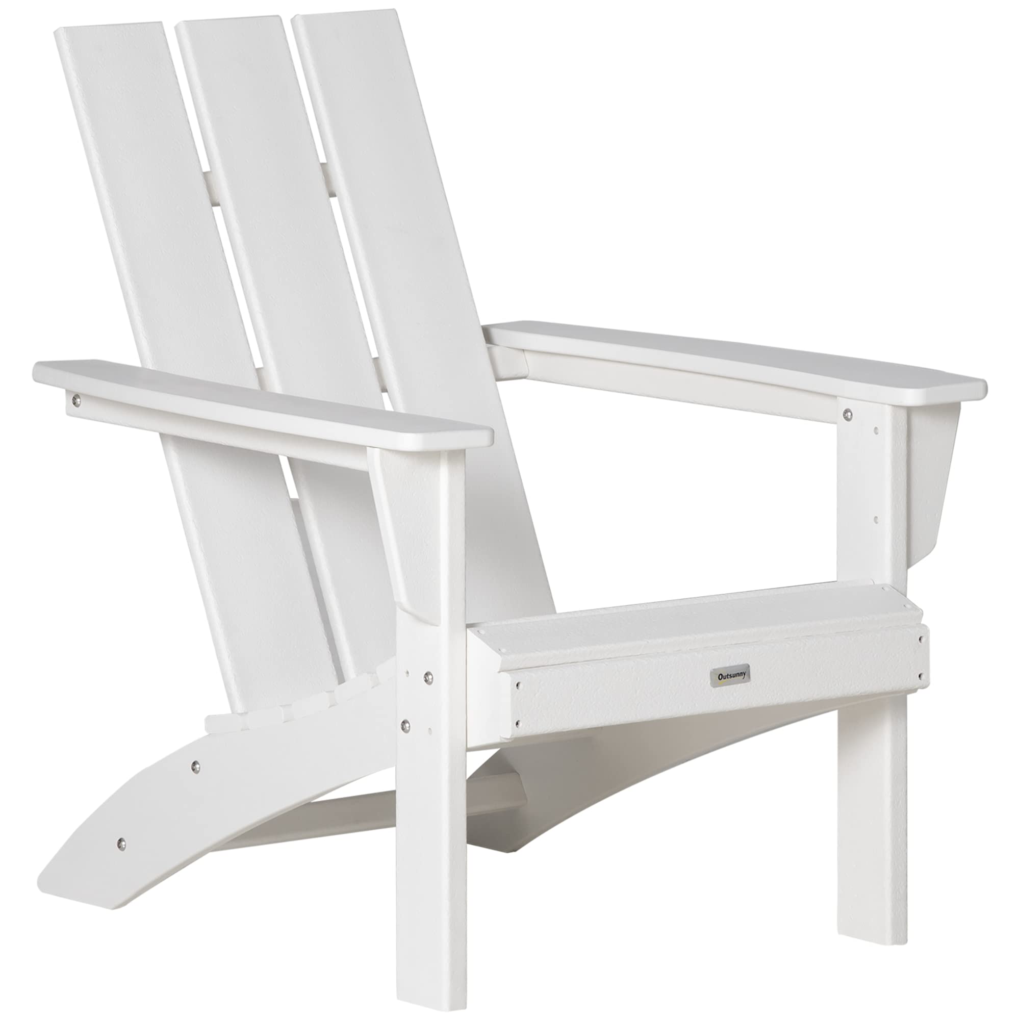 Outsunny White HDPE Adirondack Chair - Weather-Resistant High-Back Outdoor Patio Chair for Deck, Garden & Backyard - Perfect for Campfires, Lounging & Relaxing by the Fire Pit