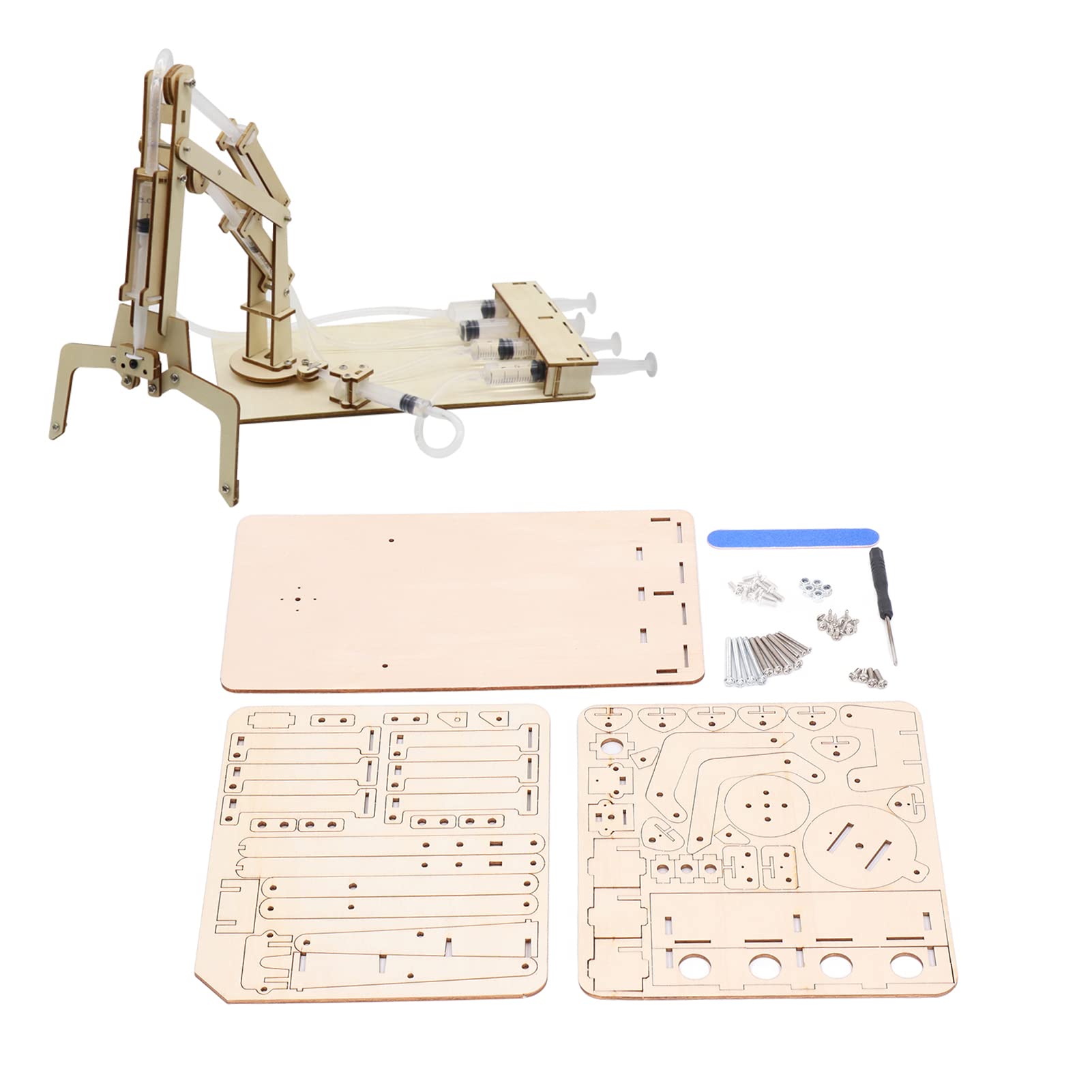 DIY Wooden Hydraulic Excavator STEM Toy - Educational Construction Science Kit with Mechanical Claws & Robotic Arm for Kids - Perfect for School Projects, Science Fairs & Hands-On Learning
